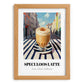 Speculoos Latte – Belgian Urban Café Scene, Belgian Coffee Still Life, set in oak frame