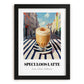 Speculoos Latte – Belgian Urban Café Scene, Belgian Coffee Still Life, in sleek black frame