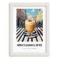 Speculoos Latte – Belgian Urban Café Scene, Belgian Coffee Still Life, placed in minimal white frame
