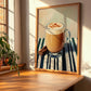 Speculoos Latte – on Striped Tablecloth, Belgian Beverage Still Life, clean layout with no caption