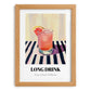 Long Drink – on Striped Tablecloth, Finnish Beverage Wall Decor, set in oak frame