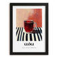 Glögi – on Striped Tablecloth, Finnish Beverage Art, in sleek black frame