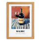 Malbec – on Striped Tablecloth, Argentinian Wine Still Life, set in oak frame