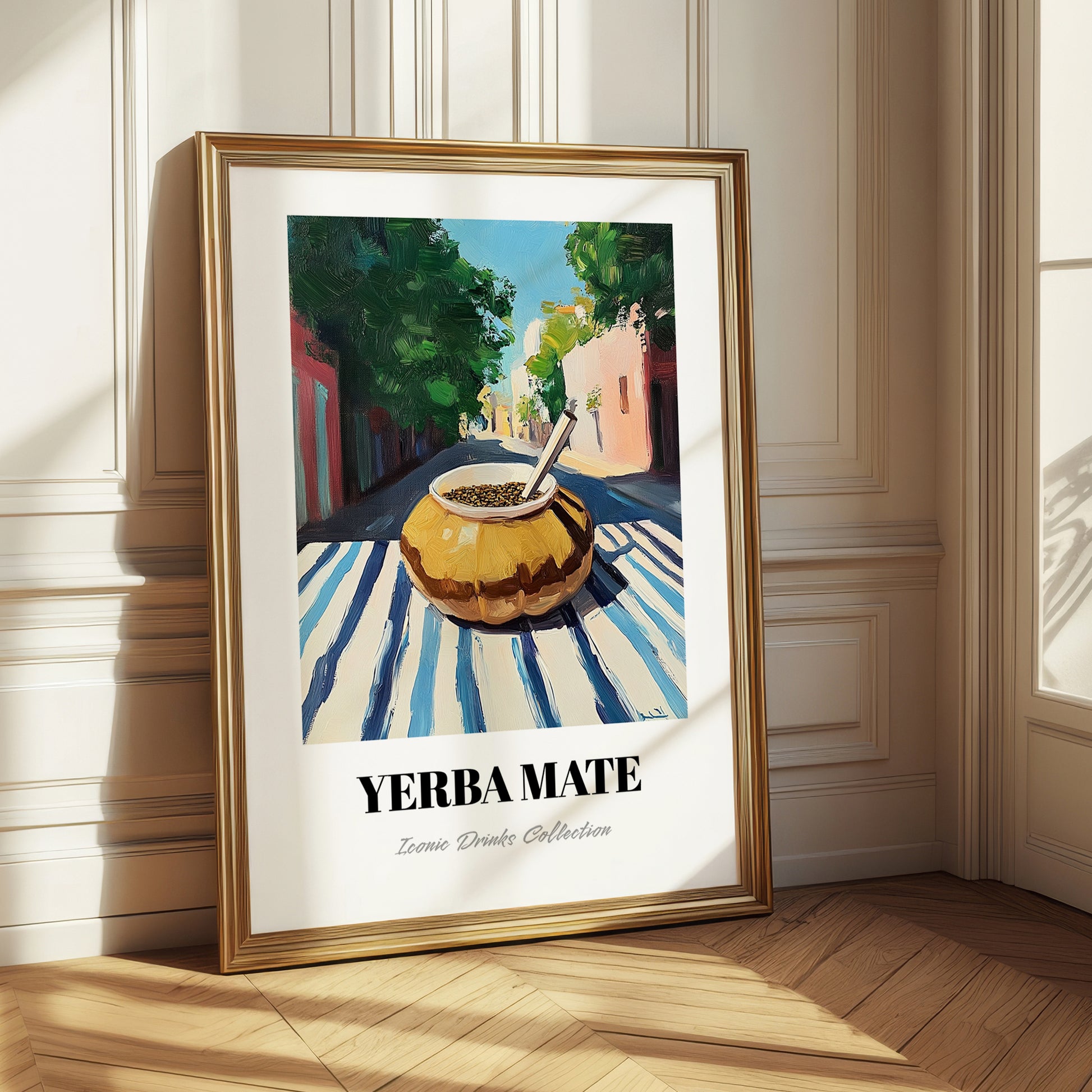 Yerba Maté – Argentinian Outdoor Café Scene, Argentinian Beverage Poster
