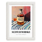 Scotch Whisky – on Striped Tablecloth, Scottish Beer Wall Decor, placed in minimal white frame