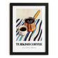 Turkish Coffee – on Striped Tablecloth, Türk Kahvesi Still Life, in sleek black frame
