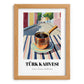 Türk Kahvesi – Turkish Urban Café Scene, Turkish Coffee Poster, set in oak frame