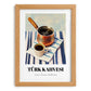Türk Kahvesi – on Striped Tablecloth, Turkish Coffee Still Life, set in oak frame