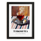 Turkish Tea – on Striped Tablecloth, Türk Çayı Poster, in sleek black frame