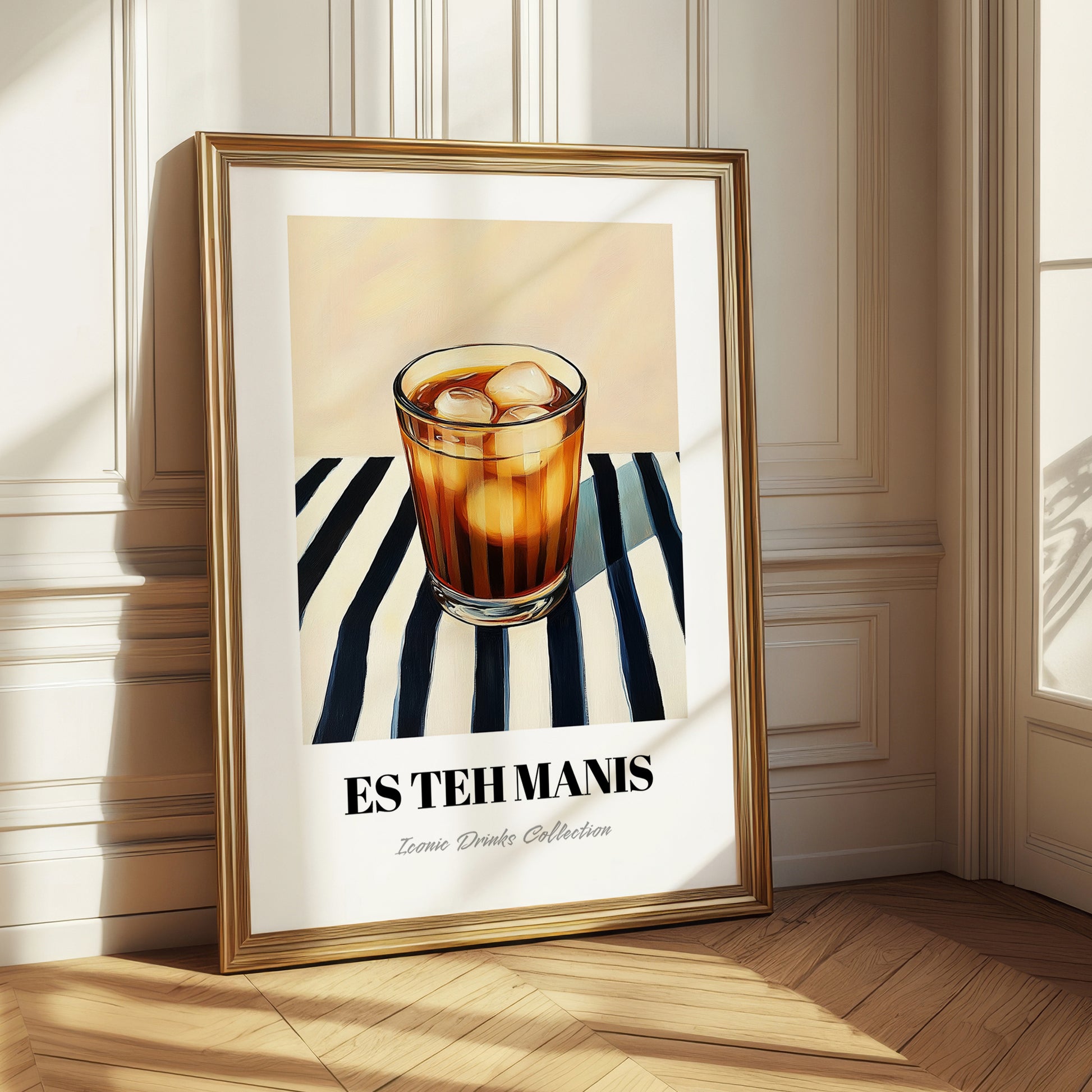 Es Teh Manis – on Striped Tablecloth, Indonesian Cocktail Print