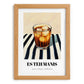Es Teh Manis – on Striped Tablecloth, Indonesian Cocktail Print, set in oak frame