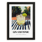 Gin And Tonic – English Outdoor Café Scene, English Spirit Wall Decor, in sleek black frame