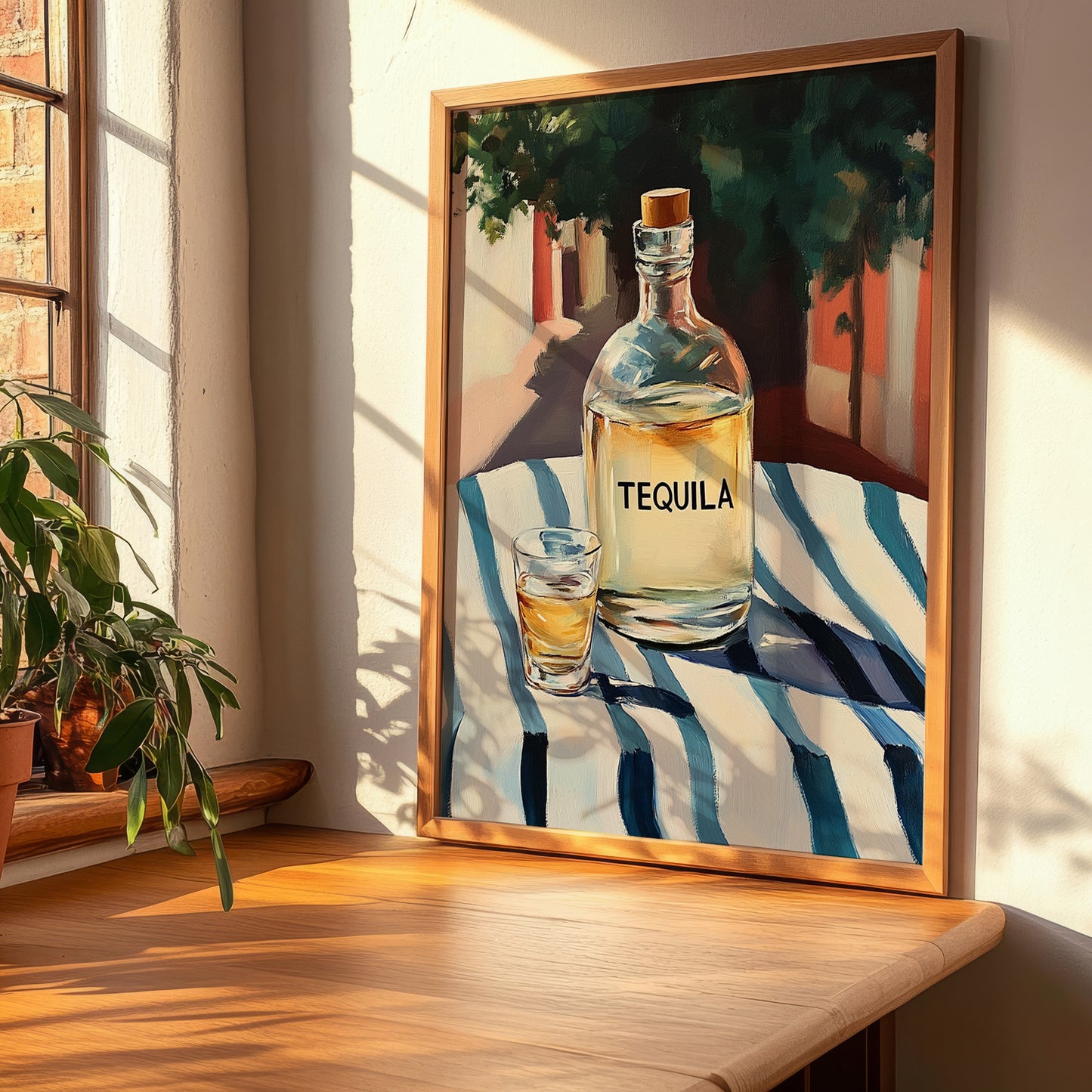 Tequila – Mexican Outdoor Café Scene, Mexican Spirit Poster, clean layout with no caption