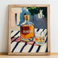 Rakija – Serbian Café on the Corner, Serbian Spirit Painting, no-text version framed in wood