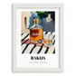 Rakija – Serbian Café on the Corner, Serbian Spirit Painting, placed in minimal white frame