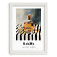 Rakija – on Striped Tablecloth, Serbian Spirit Wall Poster, placed in minimal white frame