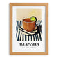 Aguapanela – on Striped Tablecloth, Colombian Beverage Painting, set in oak frame