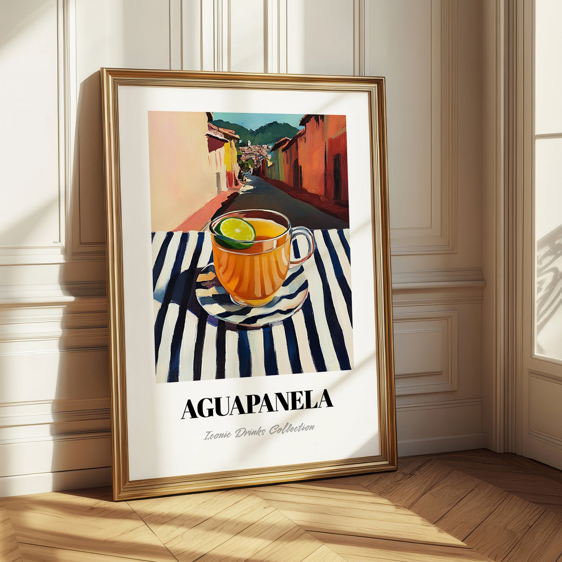 Aguapanela – Colombian Street Café Scene, Colombian Coffee Painting