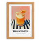Thai Iced Tea – on Striped Tablecloth, Thai Beverage Still Life, set in oak frame