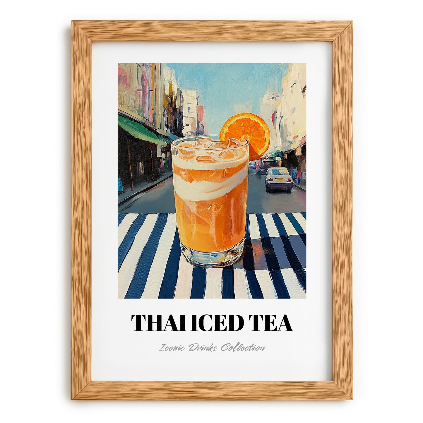 Thai Iced Tea – Thai Café on the Corner, Thai Wine Still Life, set in oak frame