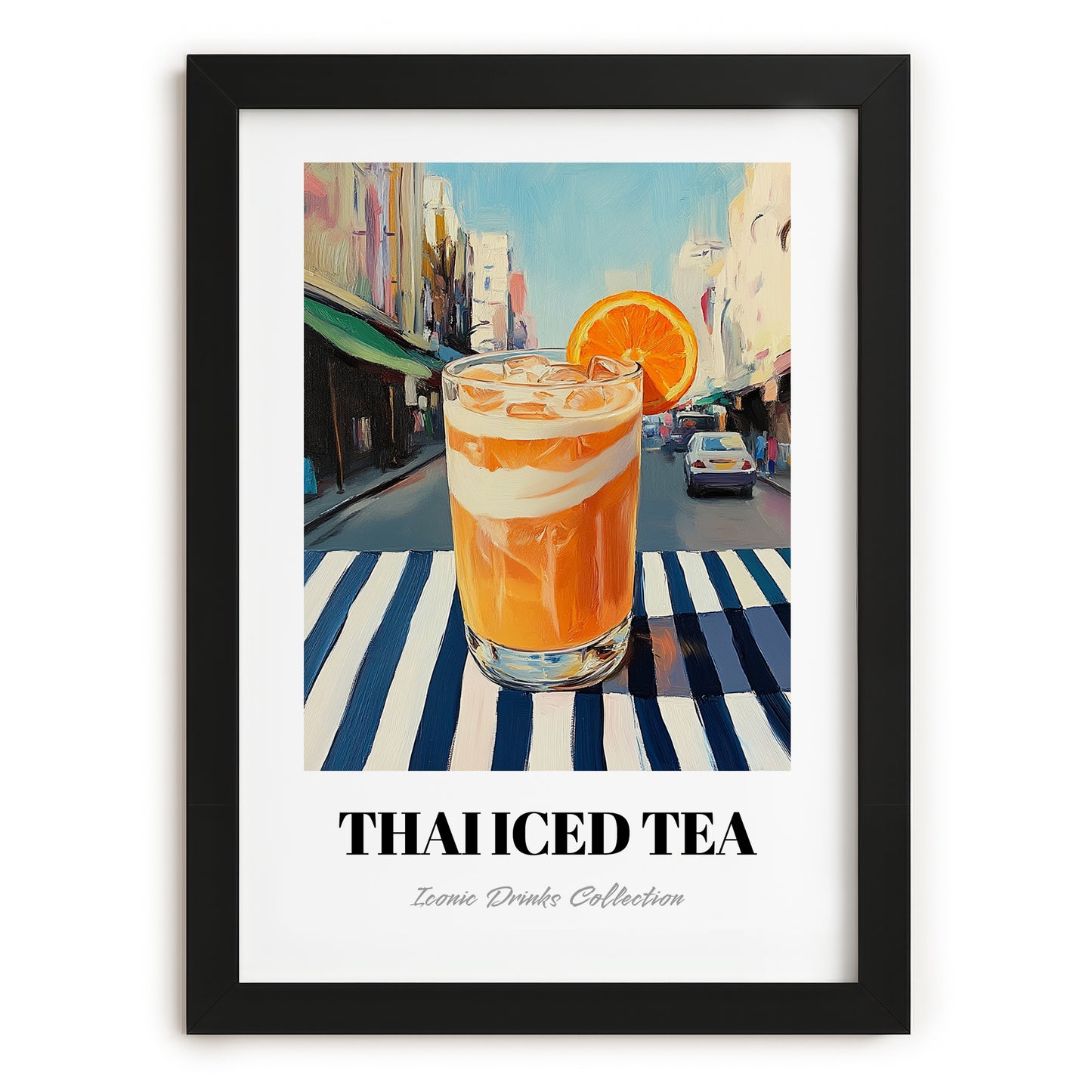 Thai Iced Tea – Thai Café on the Corner, Thai Wine Still Life, in sleek black frame