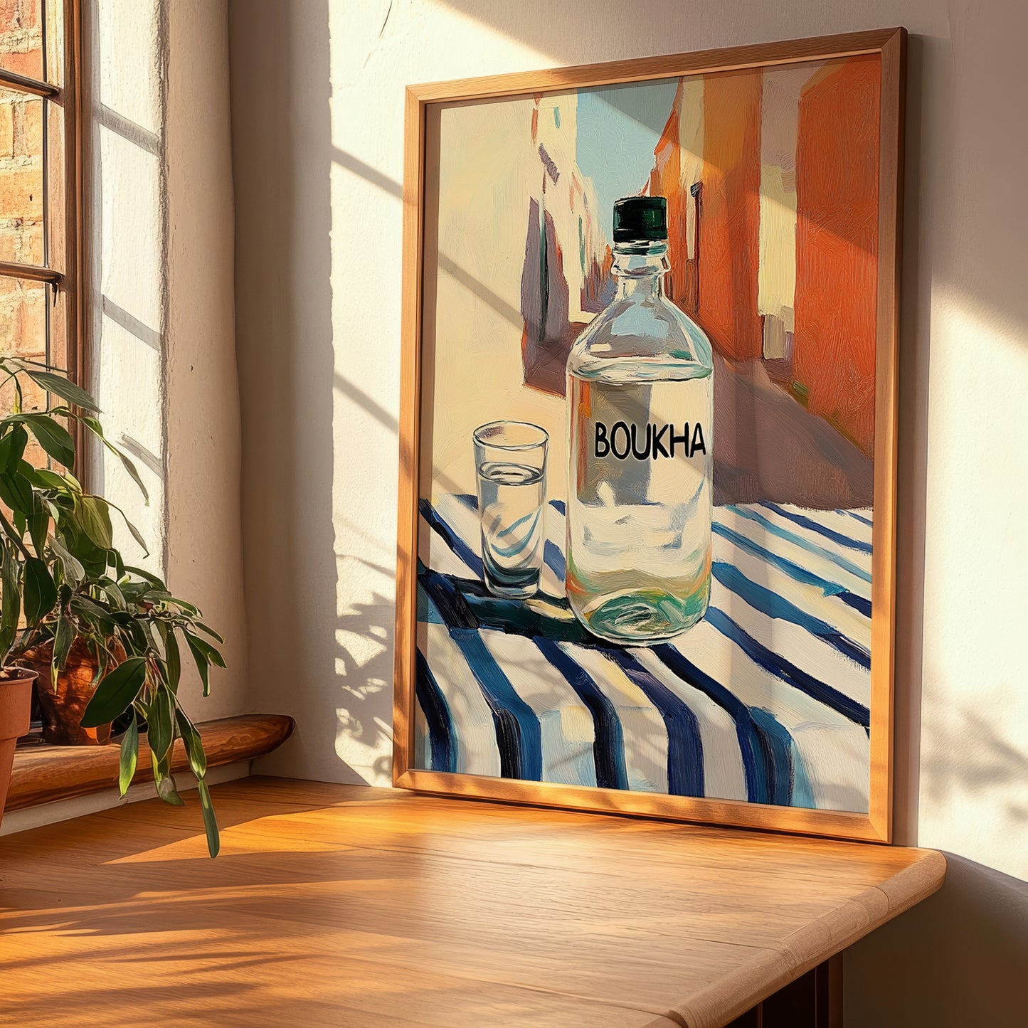 Boukha – Tunisian Street Café Scene, Tunisian Spirit Wall Decor, clean layout with no caption