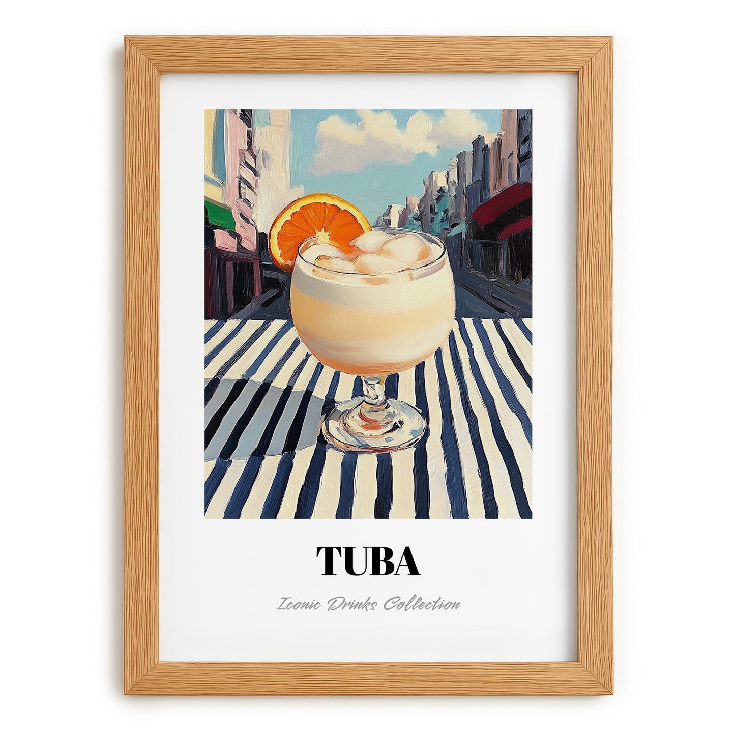 Tuba – Philippine Café on the Corner, Philippine Beverage Print, set in oak frame