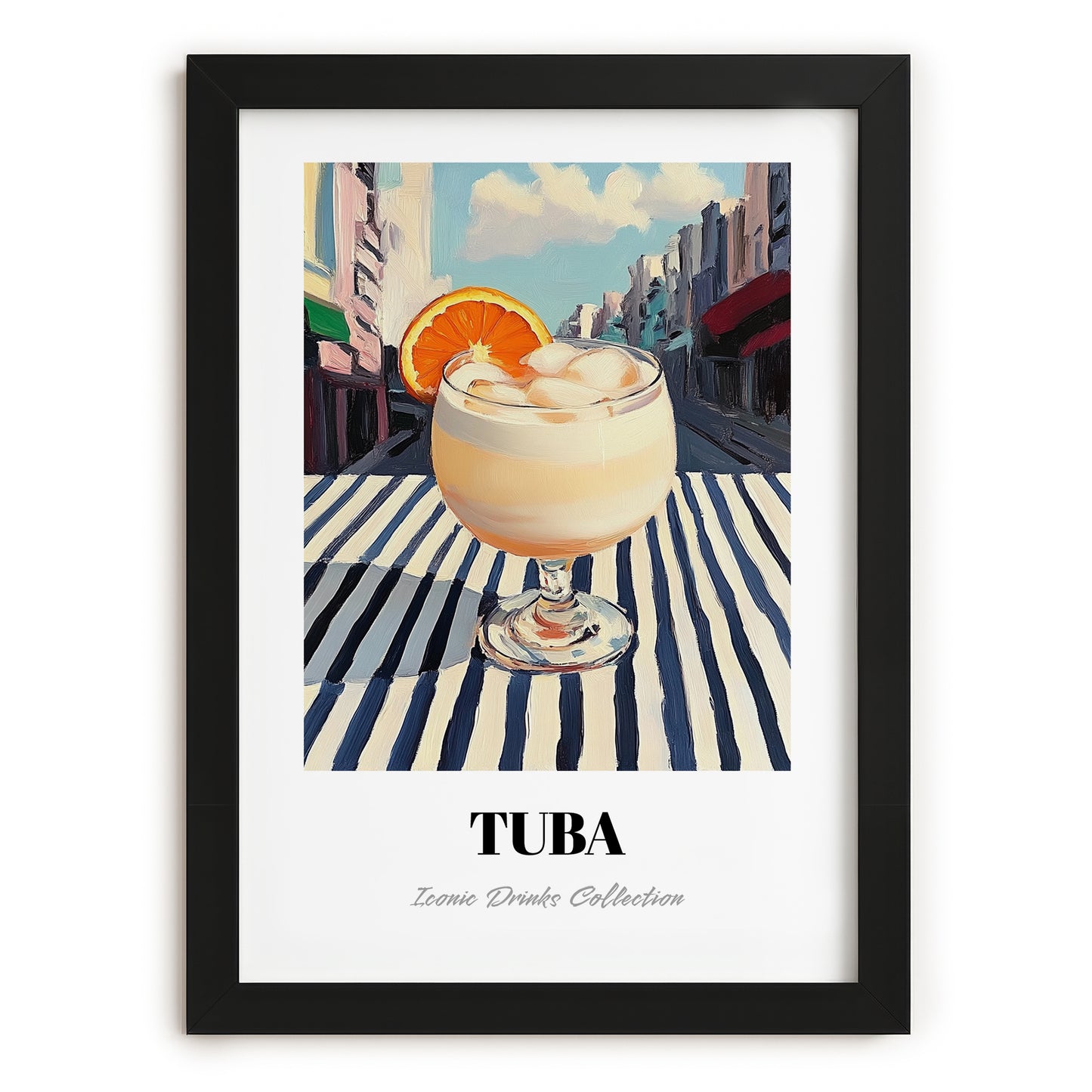 Tuba – Philippine Café on the Corner, Philippine Beverage Print, in sleek black frame