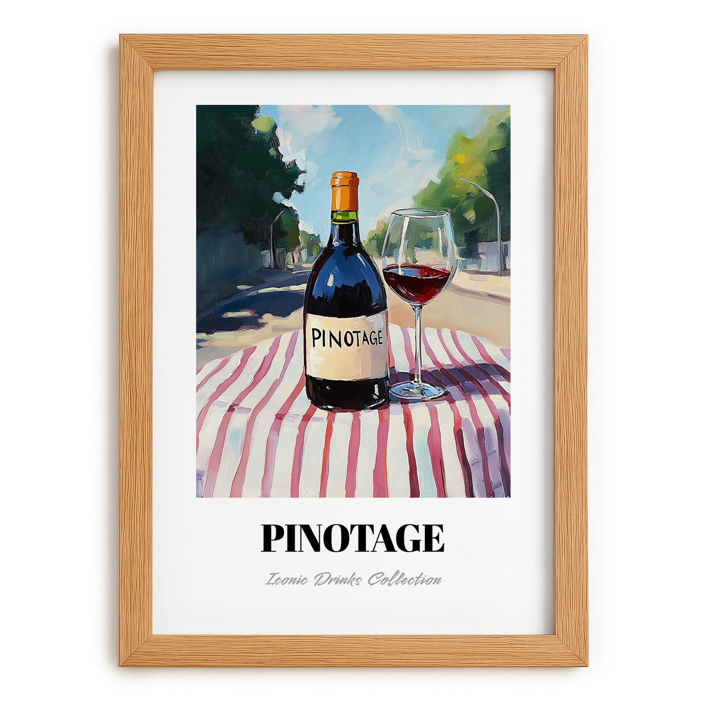 Pinotage – South African Café on the Corner, South African Tea Wall Decor, set in oak frame