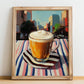 Teh Tarik – Malaysian Street Café Scene, Malaysian Tea Wall Decor, no-text version framed in wood