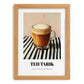 Teh Tarik – on Striped Tablecloth, Malaysian Tea Painting, set in oak frame
