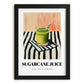 Sugarcane Juice – on Striped Tablecloth, Egyptian Beverage Still Life, in sleek black frame