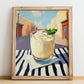 Doogh – Iranian Street Café Scene, Iranian Beverage Still Life, no-text version framed in wood