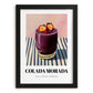 Colada Morada – on Striped Tablecloth, Ecuadorian Beverage Painting, in sleek black frame