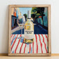 Sauvignon Blanc – New Zealander Outdoor Café Scene, New Zealander Wine Poster, no-text version framed in wood