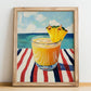 Goombay Smash – Bahamian Coastal Café Moment, Bahamian Cocktail Print, no-text version framed in wood