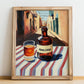 Mamajuana – Dominican Outdoor Café Scene, Dominican Beverage Still Life, no-text version framed in wood