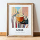 Karak – Qatari Urban Café Scene, Qatari Tea Print, in wooden frame leaning on the floor