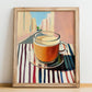 Karak – Qatari Urban Café Scene, Qatari Tea Print, no-text version framed in wood
