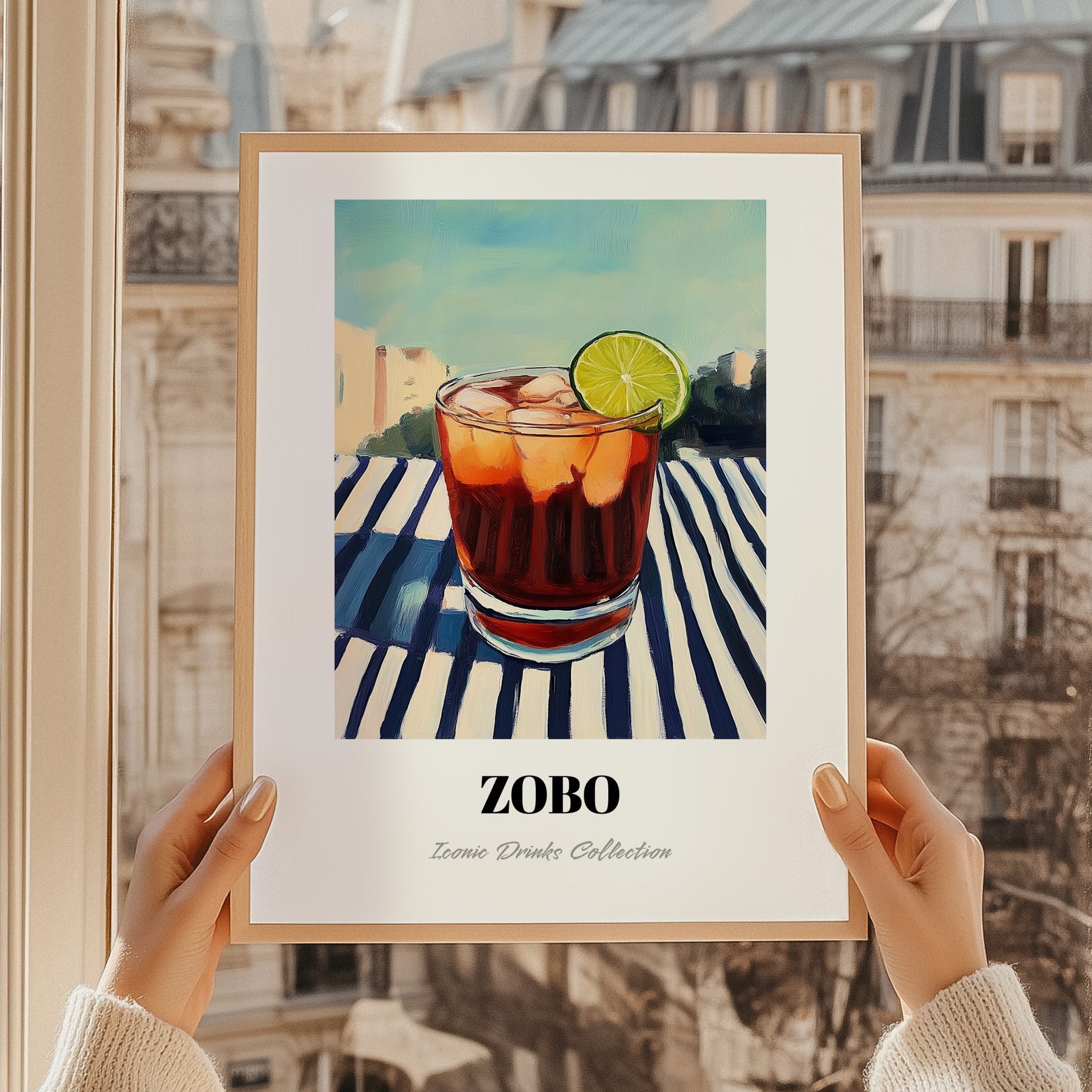 Zobo – Nigerian Street Café Scene, Nigerian Beverage Poster, styled in a charming Paris street view