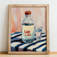Lao-Lao – on Striped Tablecloth, Laos Spirit Poster, no-text version framed in wood