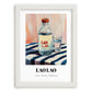 Lao-Lao – on Striped Tablecloth, Laos Spirit Poster, placed in minimal white frame