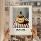 Olive Oil – on Striped Tablecloth, Pantry Poster, styled in a charming Paris street view
