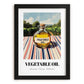 Vegetable Oil – Italian Hillside Café View, Food Shelf Still Life, in sleek black frame