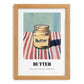 Butter – on Striped Tablecloth, Dry Goods Painting, set in oak frame