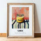 Ghee – on Striped Tablecloth, Ingredients Corner Wall Decor, in wooden frame leaning on the floor