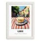 Ghee – Italian Street Café Scene, Pantry Painting, placed in minimal white frame