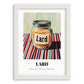 Lard – on Striped Tablecloth, Pantry Art, placed in minimal white frame