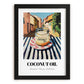 Coconut Oil – Italian Outdoor Café Scene, Larder Illustration, in sleek black frame