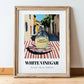 White Vinegar – Italian Urban Café Scene, Shelf Stock Poster, in wooden frame leaning on the floor